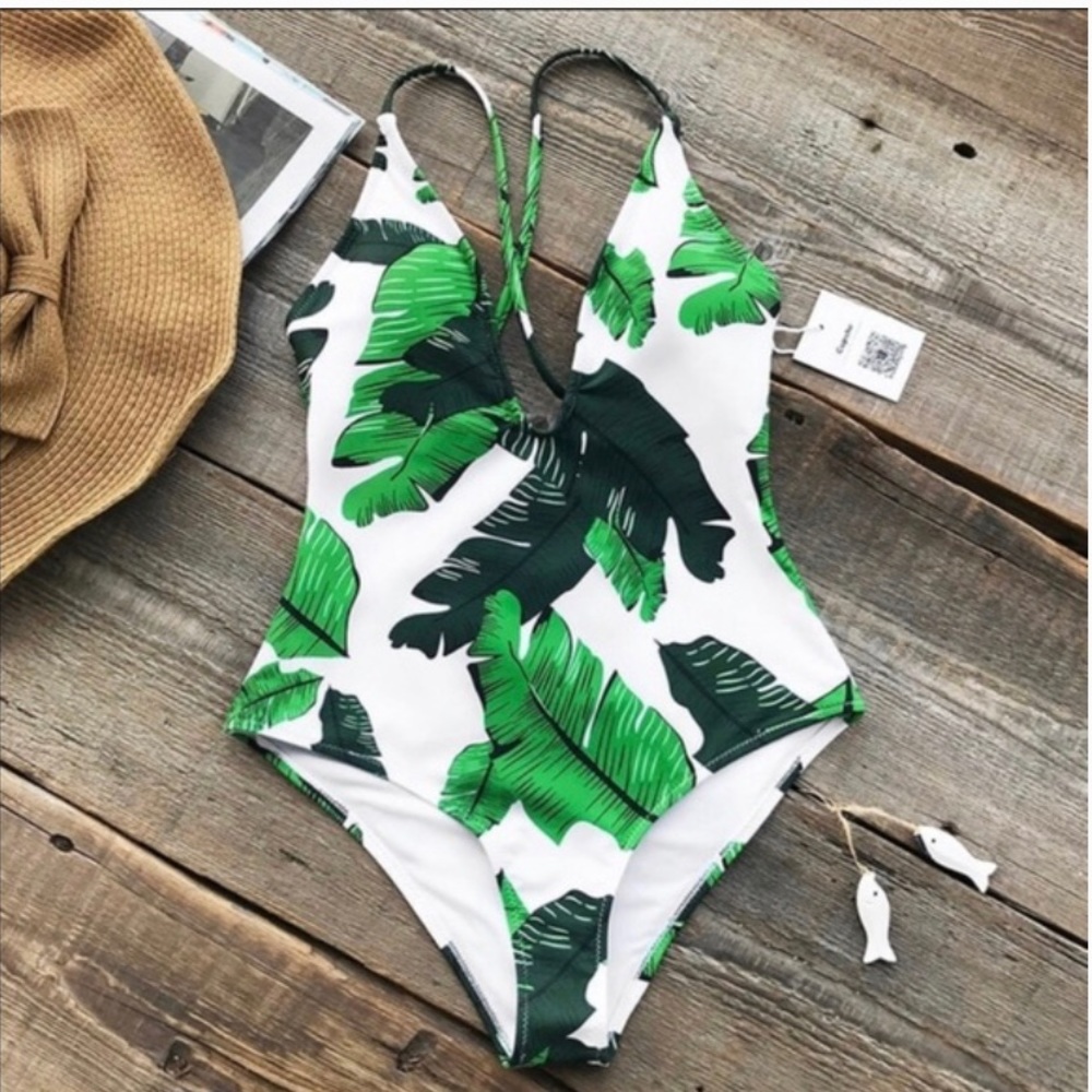 Cupshe Palm Leaf One Piece Swim Suit Medium